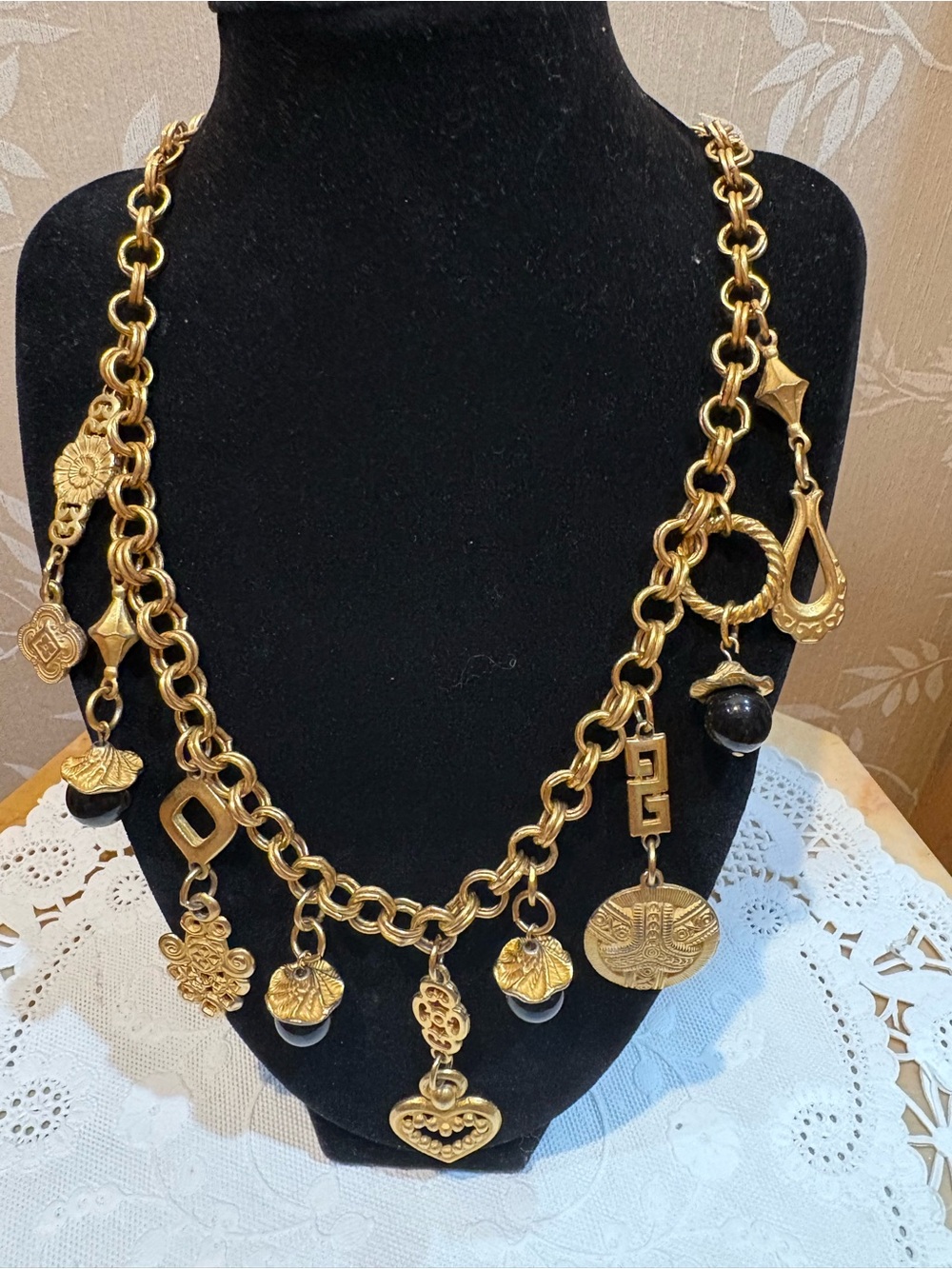 Gold-Tone Charm Toggle Clasp Chain Necklace